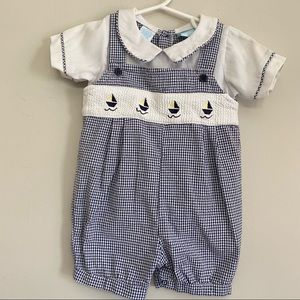 Fine & Dandy Boys Embroidered Sailboat Romper